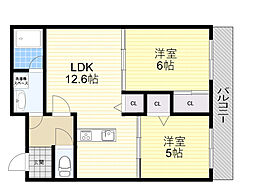 ジュエル曽根3 2LDKの間取図画像