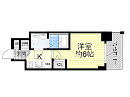 エスリード大阪シティノース 1Kの間取図画像