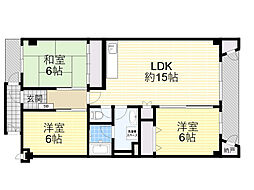 桃山台グランドマンションD-3棟 3LDKの間取図画像