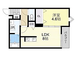 RIEMON蛍池 1LDKの間取図画像