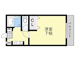 プチシャンブル箕面 1DKの間取図画像