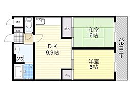 フリーデ豊中 2LDKの間取図画像