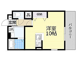 フラットヒル服部A ワンルームの間取図画像