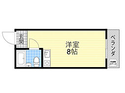 フロントリバー豊中 ワンルームの間取図画像