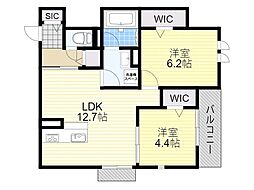 西町ハイツ 2LDKの間取図画像