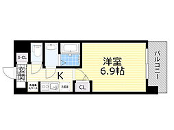 リッツ新大阪 1Kの間取図画像