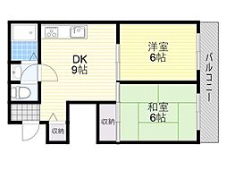 ミレ桜塚 2DKの間取図画像
