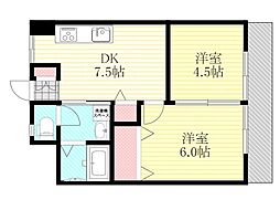 メティス有馬 2DKの間取図画像