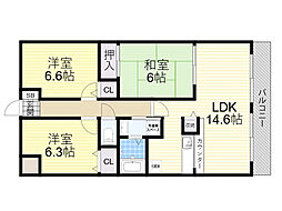 ボヌール千里中央弐番館 3LDKの間取図画像