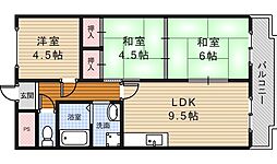 ゼフィールサカ 3LDKの間取図画像
