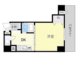 ウエストサイド江坂 1DKの間取図画像