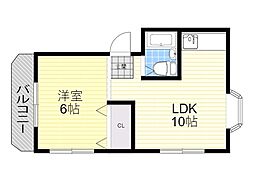 シャトー錦州 1LDKの間取図画像