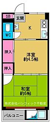 北恩加島住宅1棟 2Kの間取図画像