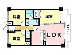 セザール第2細畑 3LDKの間取図画像