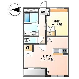 クレールデュイル 1LDKの間取図画像