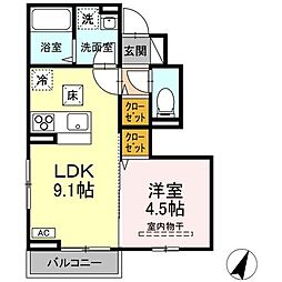 コーポ藤原6 1LDKの間取図画像