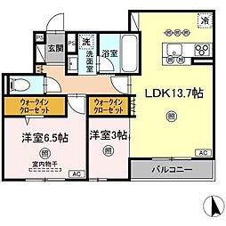 D-residence川口3丁目E 2LDKの間取図画像