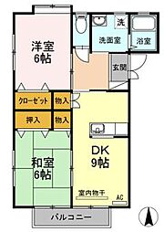 ラフィーネC 2DKの間取図画像