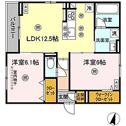 シャルレーヌ 2LDKの間取図画像