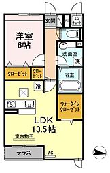 シエルカルム 1LDKの間取図画像