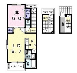 ライトスプリングB 1LDKの間取図画像