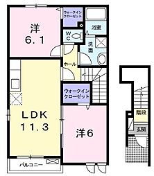 ロックフィールド3 2LDKの間取図画像