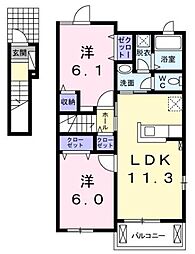 ブランシュプロスペレB 2LDKの間取図画像