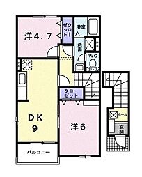 クレールコートB 2LDKの間取図画像