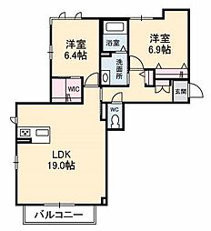 グランベレオ引野 2LDKの間取図画像