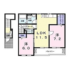 グランディローズ 2LDKの間取図画像
