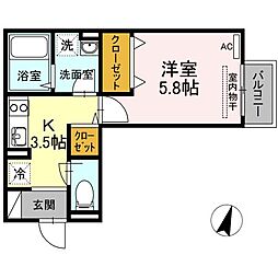 セジュール南町 1Kの間取図画像