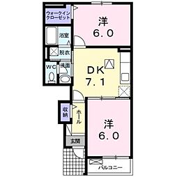 レジデンスナカ5 2DKの間取図画像