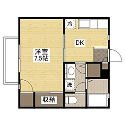 エスト柳 1DKの間取図画像