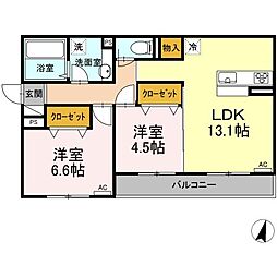 ジーメゾンA 2LDKの間取図画像