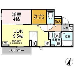 サニーガーデンB 1LDKの間取図画像