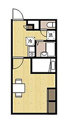 シエル神辺 1Kの間取図画像