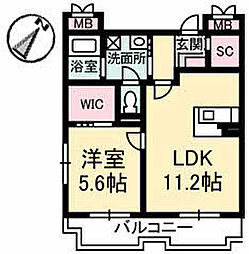 nfツインズB 1LDKの間取図画像