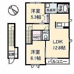 パルテールA 2LDKの間取図画像