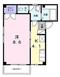 津之下ハイツ 1Kの間取図画像