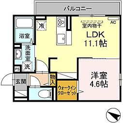 D-room内山2 1LDKの間取図画像
