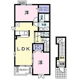 フォレストヒルA 2LDKの間取図画像