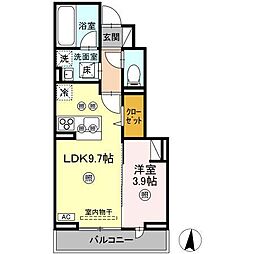 ヌオーヴォチッタ 1LDKの間取図画像