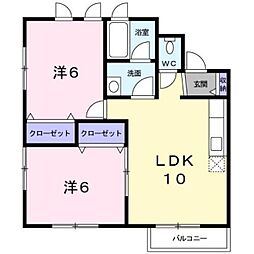 シャトレット美和 2LDKの間取図画像