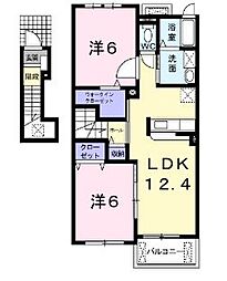 フォレストヒルB 2LDKの間取図画像