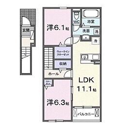 モントランブラン 2LDKの間取図画像