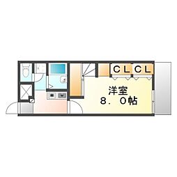 シエル神辺 1Kの間取図画像