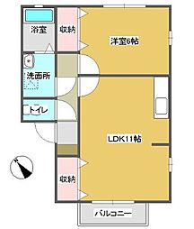 ベネフィーク柳A 1LDKの間取図画像