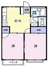 エルディムどいB 2DKの間取図画像