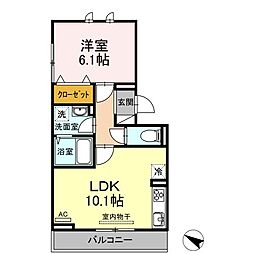 D-room内山1 1LDKの間取図画像