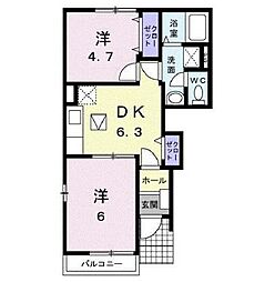 グランツB 2DKの間取図画像
